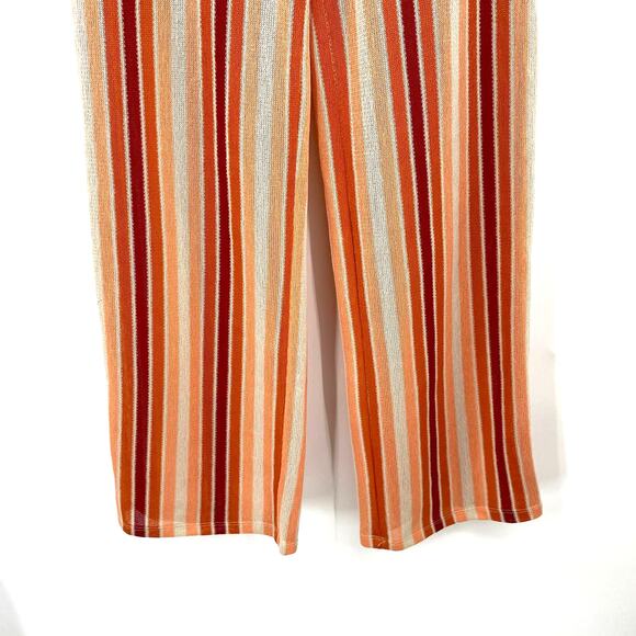 Free People Sunset Orange Knit Striped Summer Pull On Pants Trendy Size S Small - Picture 3 of 7
